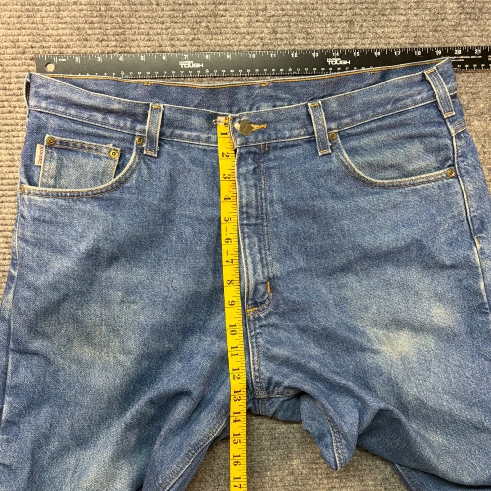 Carhartt Flannel Lined Relaxed Fit Straight Leg Jeans Mens 38x31 Blue Denim